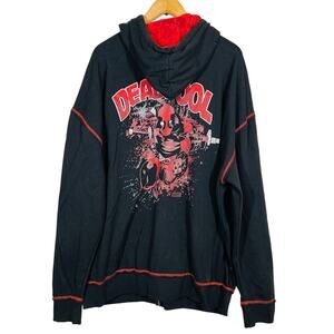 Deadpool Hoodie Jersey Black Red Long Sleeve Casual - XXL